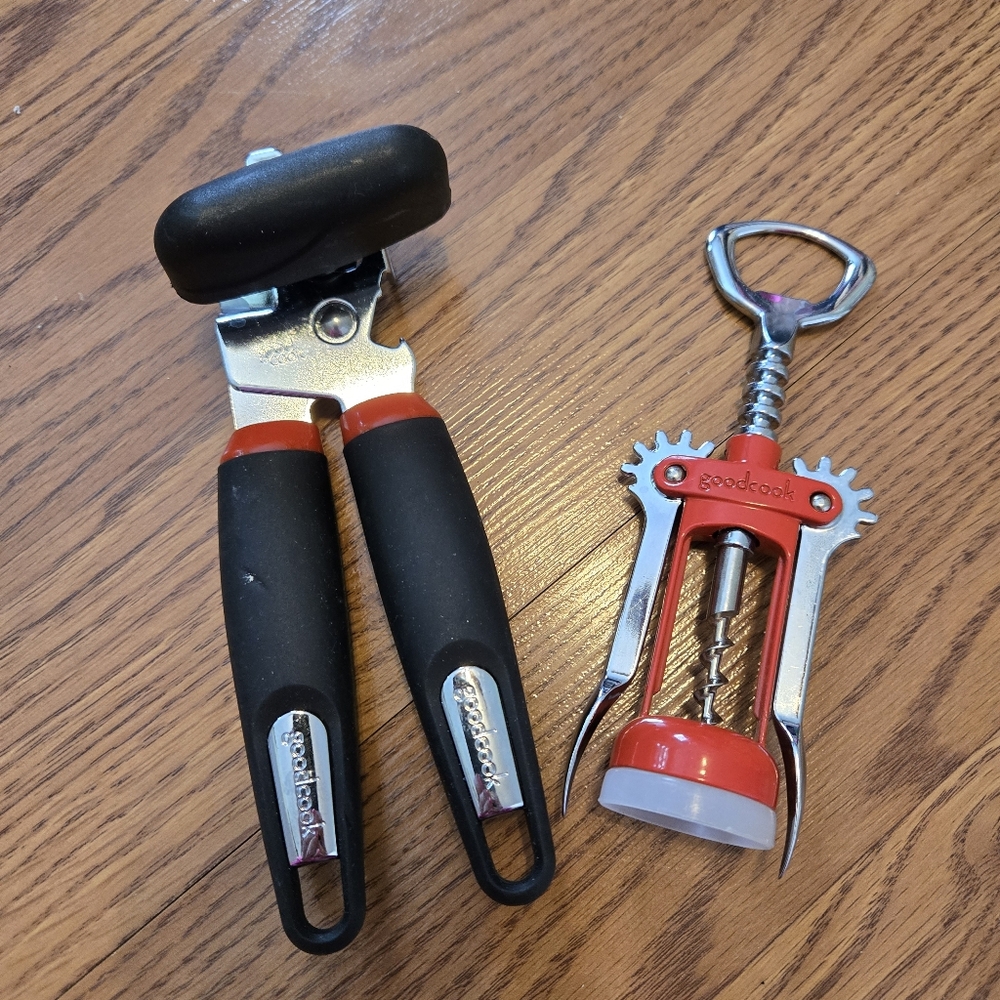 GoodCook Can Opener & Red Wine Opener Kitchen Bar Stainless Steel Wing Corkscrew